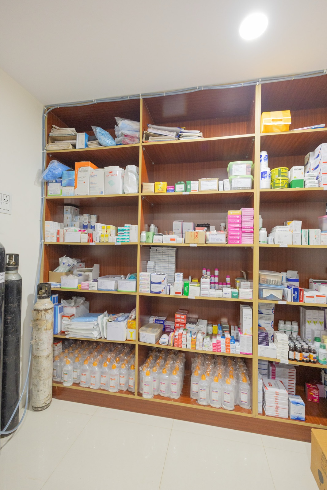Dhanvantari Medicals in-house pharmacy stocked with fertility, hormonal and antenatal medications at Srishti SAFE