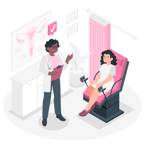 Gynecologist in consultation with a patient